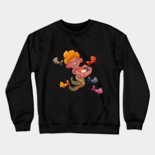 Little mermaid boy with kittens Crewneck Sweatshirt